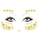 Glitter Stickers Face Tattoo Flash Gold Temporary Metalic Tattoos Waterproof Makeup Decals for Girls Party Music Festival