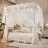 Boutique Embroidery Mosquito Net for Summer with Bracket Palace Bed Curtain Tent for Girls Bedroom Home Decor