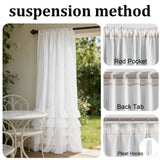 2pcs Romantic Pastoral Multi-Layer Ruffled Half-Blackout Outdoor Curtains,with Top Rod Pocket,Suitable ForDoor Curtains,Bedrooms