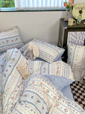 Fre Sle Cotton Bedding Set Four-Piece Suite Pure Cotton Student Dormi Quilt Cover Tee-Piece Set Girls Country Sle