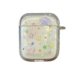 Colorful Stars Transparent Case For AirPods 4 Pro 1 2 3 Pro2 Air Pods Soft Earbuds Earphone Protective Cover with Keychain funda
