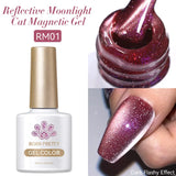 Gold Reflective Moonlight Gel Nail Polish Cat Magnetic Aurora Spar Glitter Semi-Permanant Varnish Nail Art Magnetic
