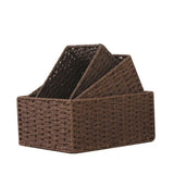 Rural Handmade Woven Storage Basket Large Capacity Rectangular Cosmetics Storage Box Household Snack Storage Box Wardrobe