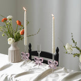 1Pc Original Design Bow Tall Glass Candle Holder, Exquisite and High-Looking Bow Candle Holder, Aromatherapy Candle Holder, Suitable for Wedding Banquet Party Candle Holder, Home Decoration Ornaments Candle Candle Candle Hold