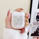 For AirPods 2 Pro 3 4 Case Dreamy Colorful Heart Bow Keychain Soft Cute Bluetooth Earphone Charging Box Cover for Air Pods 2