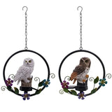 Ikeehome  Solar LED Owl Hanging Waterproof Outdoor Garden Resin Pendant Light Waterproof Yards Patios Decoration Lighting