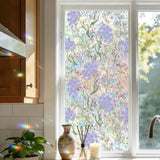 PVC Window Privacy Film Translucent Static Cling Film Static Stained Glass Cling Removable Floral Window Privacy Film