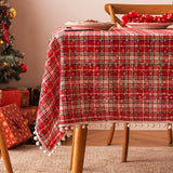 Christmas Snowflake Plaid Tablecloth Printed Tea Table Decor Kitchen Party Christmas New Year Decoration