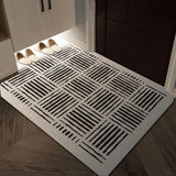 Black & White Geometric Wire Loop Entryway Mat Heavy Duty Non-Slip Door Rug