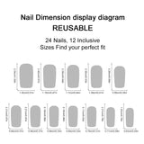 Blue Gradient French Press on False Nail with Glue 3D Sweet Flower Ripple Medium Square Fake Nails Fashionable Fake Nails 24Pcs
