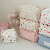 Original Korean Imported Quilted Soft and Cute Quilted Zipper Makeup Bag Storage