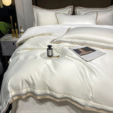 Luxury Embroidery King Size 600TC Egyptian Cotton Soft Smooth Duvet Cover Sheet Set Fitted Sheet Pillowcases Hotel Bedding Set