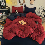 Solid Color Bedding Set Kids Adults Twin Full Queen Size Bed Flat Sheet Soft Duvet Cover Set Quilt Cover Pillowcases Bed Linen