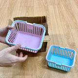 10pcs Mini Storage Baskets with Handles Organizer Multi-Functional Pink Plastic Macaron Colorful Small Items Storage Baskets Set