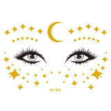Glitter Stickers Face Tattoo Flash Gold Temporary Metalic Tattoos Waterproof Makeup Decals for Girls Party Music Festival