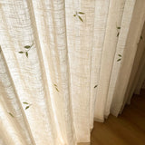 French Embroidered Bird Linen Curtain For Living Room, Privacy Sheer Curtain For Bedroom, Machine Washable，Easy Install Curtain