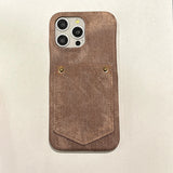 Luxury Denim Leather Card Bag Case For iPhone 15 14 13 12 11 Pro Max
