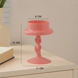 Nordic INS Pink Glass Decorative Candlestick Tealight Candelabra Big Candle Holder Wedding Home Table Base For Candles