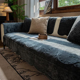 French Vintage Velvet  L Shape Sofa Cover, 3 Seater, Soft Plush Couch Slip Covers, Non Slip Quilted Furniture Protectors