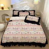 Floral Plant Pattern Bedding Doublesided Coral Fleece Duvet Cover 3 Pcs Set Keepwarm Machine Washable Skin Friendly Bed Sheets