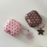 Lovely Brown Star Wireless Bluetooth Earphone Case for Apple AirPods 1 2 3 4 Pro 2 Charge Box Shell With Pink Chain Pendant