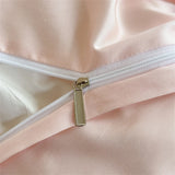 Pink Flowers Embroidery Ruffles Princess Wedding Bedding Set 1000TC Egyptian Cotton Duvet Cover Flat/Fitted Sheet Pillowcases