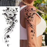 1 Sheet Realistic Flying Birds Flowers Temporary Tattoos For Women Girls Waterproof Long Lasting Fake Tattoo Sticker 3D Body Art