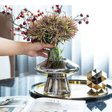 Mushroom Shape Glass Vase Plating Craft Flower Pot Modern Hydroponics Floral Arrangement Flowers Home Decoration