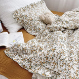 Korean Baby Girl Crib Bedding Set Bunny Rose Cherry Floral Cotton Muslin Cot Bedding Kit Duvet Cover Pillowcase No Filler