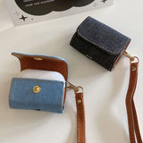 New Denim Cloth Pattern Earphone Bag For AirPods 1 2 3nd Gen For AirPods Pro 2 Case Luxury With Anti-lost Lanyard Protector