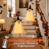 2pcs Halloween Decorations Indoor, Ghost Decor with String Lights Remote Control, Halloween Party Decorations, Spooky Ghost Lig
