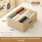 Household Clothes Storage Box Double Row Grid Fabric Storage Box Foldable Drawer Style Wardrobe Portable Storage Layered Storage