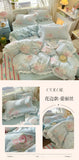Korean Princess Style 4Pcs Floral Ruffles Bedding Set Single Queen Size Soft Skin-friendly Washed Cotton Duvet Cover Pillowcase
