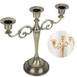 3 Arms Metal Candle Holder High Gloss European Retro Exquisite Candlestick Holder for Dining Tables Wedding Holiday Decoration