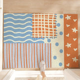 Pastel Cute Patchwork Pattern Wire Loop Mat Wear-Resistant Non-Slip Household Entrance Door Floor Mat