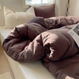 Solid Color Bedding Set Soft Duvet Cover Set With Sheet Bedroom Decor Skin Friendly Single Double Four Piece Set Home Textiles