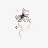 Temporary Tattoo Sticker Sweet Bow Star Tattoo Waterproof Long Lasting Non-Reflective Gentle Body Art for Women Students Daily W