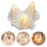 3 Pcs Battery Powered Halloween Ghost Figurine Table Decor Fun Ghost Table Decor Creative Halloween Decorations Light