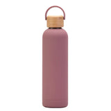 Sports Thermos Cup With Bamboo Lid And Handle,Stainless Steel Vacuum Flasks,Camping Gym Drinkware,Small Mouth Water Bottle,750ml