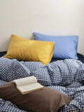 Ikeehome  Mixed Color Cotton Bedding Set Plain Cotton Waed Fabric Color Woven Design Dormi Tee Piece Set Pure Cotton Bed Canopy