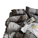 Home Bedding Set Retro Stripe Dot Pattern Duvet Cover Brushed Microfiber Pillowcase Flat Sheet Bedlinens For Winter Autumn Queen