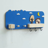 Four Seasons Style Wall Hanging Storage Holder Wooden Wall Mounted Storage Rack with 6 Hooks Simple Storage Organizer Home Decor