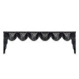 Black Lace Sheer Flower Valance Curtain Luxury Beaded Wavy Waterfall Scallop Curtain for Living Room Rod Pocket Top Window Drape