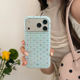 Light Blue Thin Striped Multicolor Tiny Polka Dot Glossy Cute Phone Case for iPhone 17 16 15 14 13 Pro Max Back Phone Cover Capa