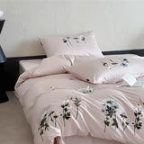 Flowers Towel Embroidery Bed Linens Egyptian Cotton Bedding Set Sheet Duvet Cover Pillowcase Underwear
