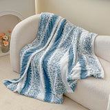 Thick Bed Blanket Office Sofa Nap Leisure Blanket Coral Velvet Warm Blanket Autumn Jacquard Striped Decorative Blanket