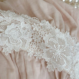 Vintage Pleated Lace Ruffles Princess Bedding Set Double Layer Yarn 100% Cotton Duvet Cover Flat/Fitted Bed Sheet Pillowcases