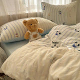 New lace washed cotton bed four-piece set Korean dormitory quilt cover student bed sheet three-piece set