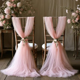 50-10pieces 200x75cm gauze Chair Back Veil Wedding Chair Sashes Wedding Chair Bows Covers Ribbon Party XMS Aisle Chair Decor