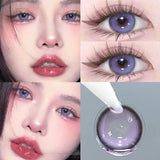 2pcs New Colored Contacts Lenses for Eyes Fashion Purple Lenses Nature Soft Prescription Myopia Beauty Pupil Lady Makeup